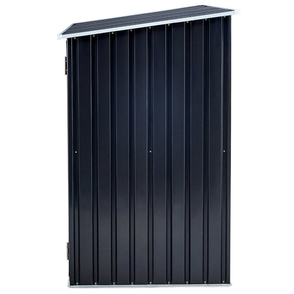 English Elm Firewood Storage Shed Galvanized Steel Outdoor Log Shelter with Sloping Roof Patio W46560071