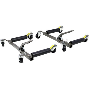 English Elm Set of 2 Hydraulic Car Wheel Dollies with Foot Pedal Ratchet Lift 1250 Lb Steel Gray W46560255