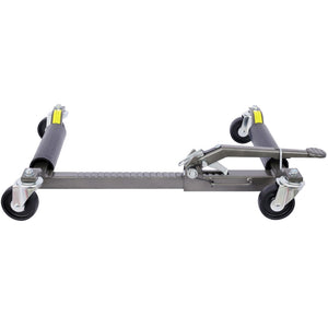 English Elm Set of 2 Hydraulic Car Wheel Dollies with Foot Pedal Ratchet Lift 1250 Lb Steel Gray W46560255