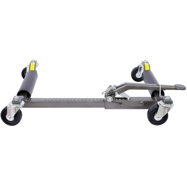 English Elm Set of 2 Hydraulic Car Wheel Dollies with Foot Pedal Ratchet Lift 1250 Lb Steel Gray W46560255