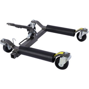 English Elm Set of 2 Hydraulic Car Wheel Dollies with Foot Pedal Ratchet Lift 1250 Lb Steel Gray W46560255