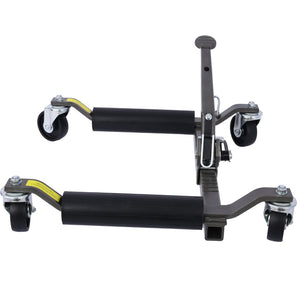 English Elm Set of 2 Hydraulic Car Wheel Dollies with Foot Pedal Ratchet Lift 1250 Lb Steel Gray W46560255