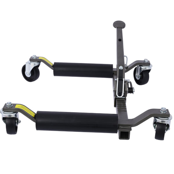English Elm Set of 2 Hydraulic Car Wheel Dollies with Foot Pedal Ratchet Lift 1250 Lb Steel Gray W46560255