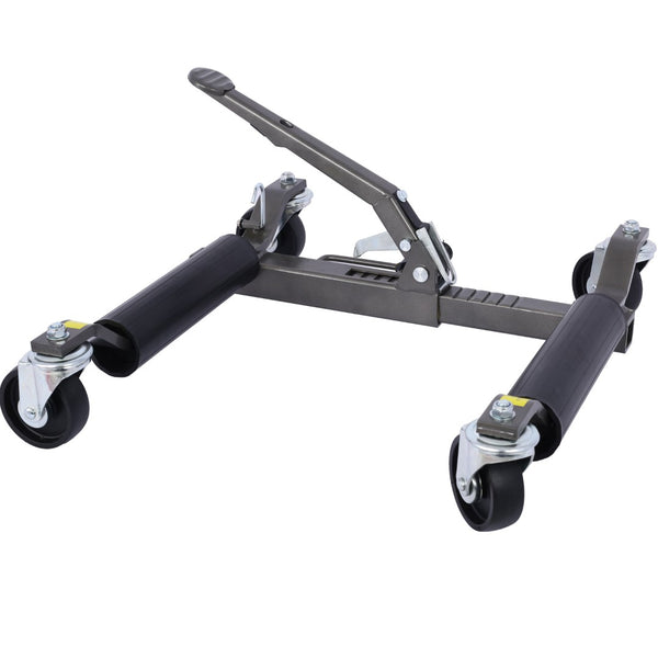 English Elm Set of 2 Hydraulic Car Wheel Dollies with Foot Pedal Ratchet Lift 1250 Lb Steel Gray W46560255
