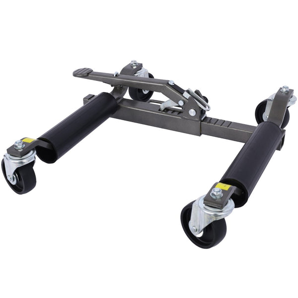 English Elm Set of 2 Hydraulic Car Wheel Dollies with Foot Pedal Ratchet Lift 1250 Lb Steel Gray W46560255