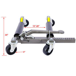 English Elm Set of 2 Hydraulic Car Wheel Dollies with Foot Pedal Ratchet Lift 1250 Lb Steel Gray W46560255