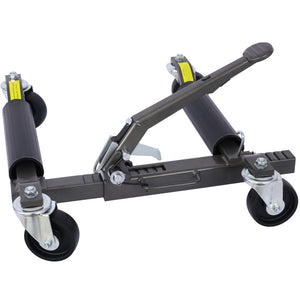 English Elm Set of 2 Hydraulic Car Wheel Dollies with Foot Pedal Ratchet Lift 1250 Lb Steel Gray W46560255
