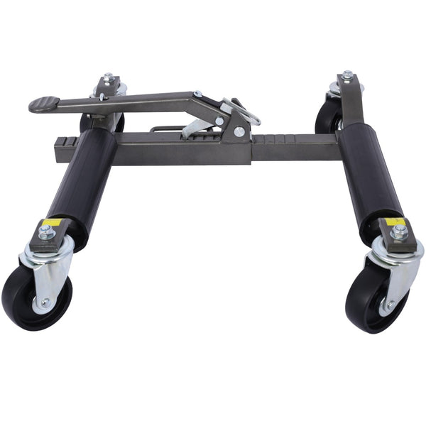 English Elm Set of 2 Hydraulic Car Wheel Dollies with Foot Pedal Ratchet Lift 1250 Lb Steel Gray W46560255