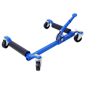 English Elm Set of 2 Hydraulic Car Wheel Dollies with Foot Pedal Ratchet Lift 1250 Lb Steel Blue W46560256