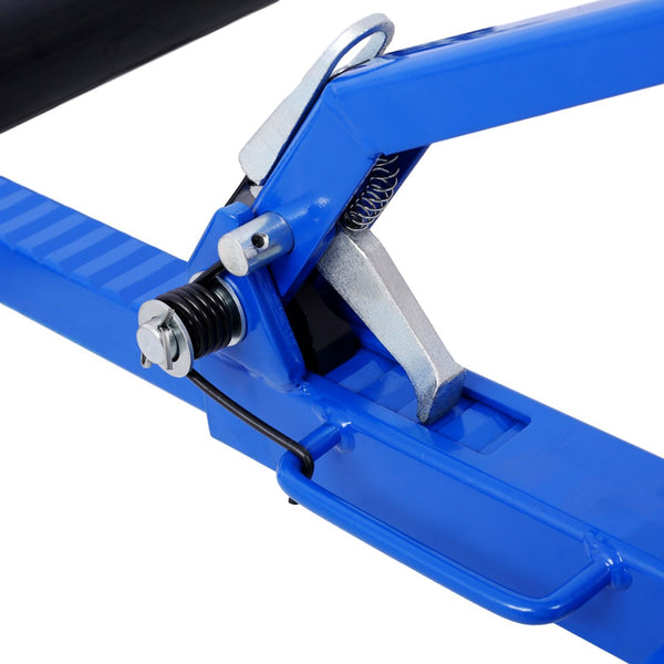 English Elm Set of 2 Hydraulic Car Wheel Dollies with Foot Pedal Ratchet Lift 1250 Lb Steel Blue W46560256