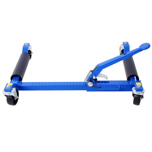 English Elm Set of 2 Hydraulic Car Wheel Dollies with Foot Pedal Ratchet Lift 1250 Lb Steel Blue W46560256