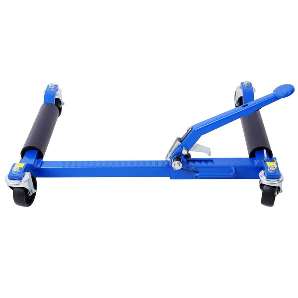 English Elm Set of 2 Hydraulic Car Wheel Dollies with Foot Pedal Ratchet Lift 1250 Lb Steel Blue W46560256