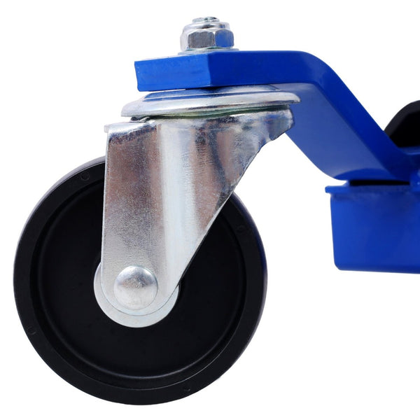 English Elm Set of 2 Hydraulic Car Wheel Dollies with Foot Pedal Ratchet Lift 1250 Lb Steel Blue W46560256