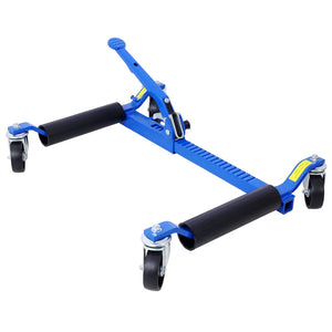 English Elm Set of 2 Hydraulic Car Wheel Dollies with Foot Pedal Ratchet Lift 1250 Lb Steel Blue W46560256