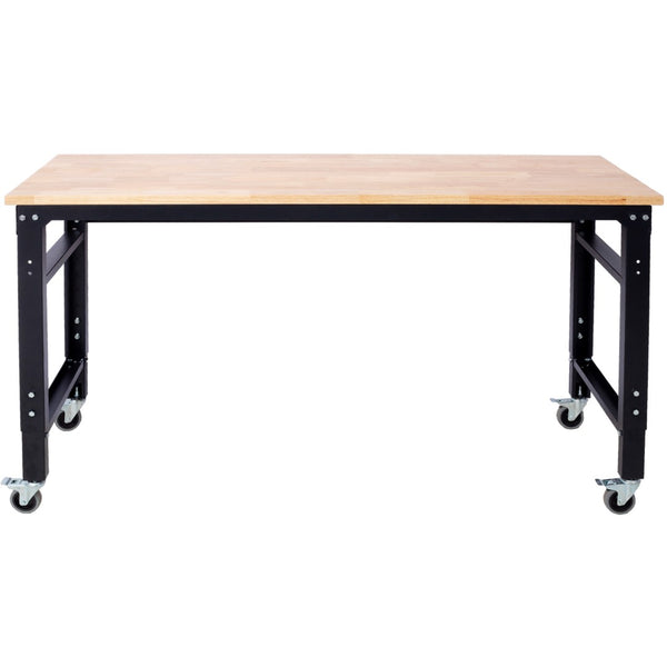 English Elm Workbench 60 Inch Rolling Garage Station with Acacia Butcher Block and Steel Frame W46560405