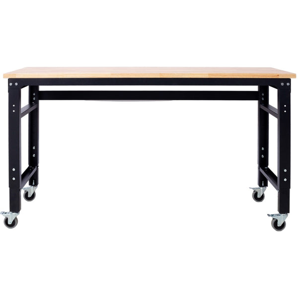 English Elm Workbench 60 Inch Rolling Garage Station with Acacia Butcher Block and Steel Frame W46560405