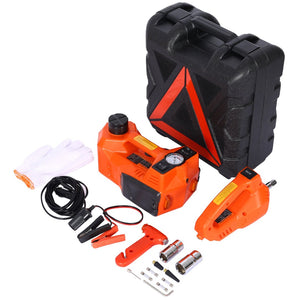 English Elm Electric Hydraulic Floor Jack Kit 5 Ton 12v with Impact Wrench and Led Light W46560408