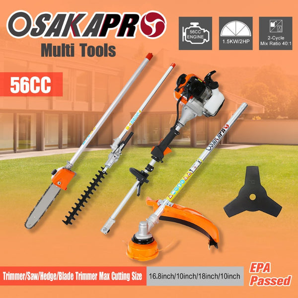 English Elm 4 in 1 Gas Powered Yard Tool System with Pole Saw Hedge Trimmer and Brush Cutter W46561887
