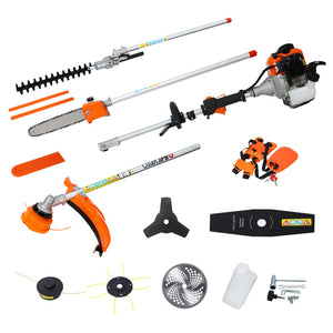 English Elm 8 in 1 Gas Powered Multi Attachment Yard Tool System with 56cc 2 Stroke Engine W46561889