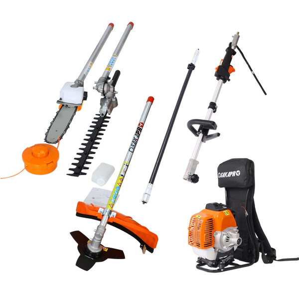 English Elm Backpack 52cc Gas Multi-tool System with Pole Saw Hedge Trimmer and Brush Cutter W46561895