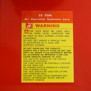 English Elm 35 Ton Air Operated Hydraulic Bottle Jack with Chrome Ram and Four Saddle Adapters W46564155