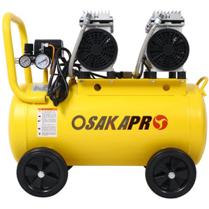 English Elm 2.5 HP Oil-Free Silent Air Compressor 13 Gallon Portable Shop Tool with Auto Drain Yellow W46564406