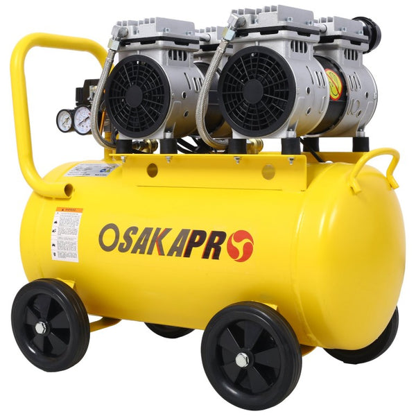 English Elm 2.5 HP Oil-Free Silent Air Compressor 13 Gallon Portable Shop Tool with Auto Drain Yellow W46564406