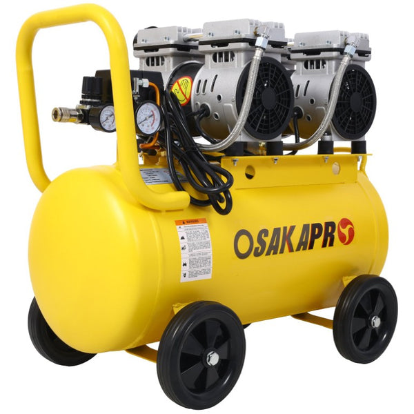 English Elm 2.5 HP Oil-Free Silent Air Compressor 13 Gallon Portable Shop Tool with Auto Drain Yellow W46564406