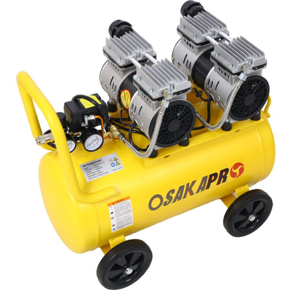 English Elm 2.5 HP Oil-Free Silent Air Compressor 13 Gallon Portable Shop Tool with Auto Drain Yellow W46564406