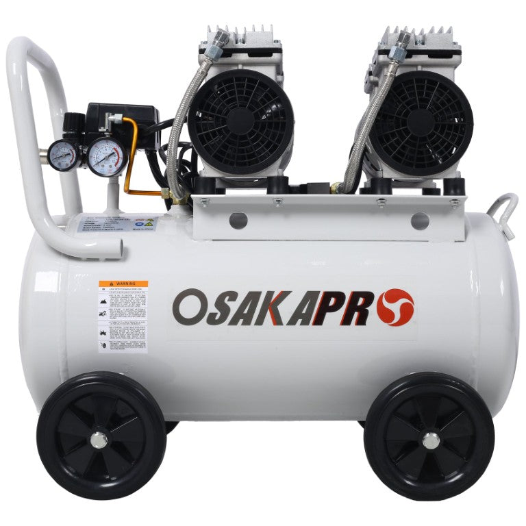 English Elm 2.5 HP Oil-Free Silent Air Compressor 13 Gallon Portable Shop Tool with Auto Drain Light Gray W46564407