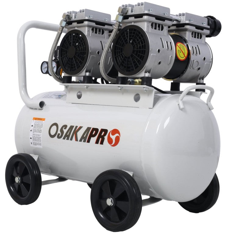 English Elm 2.5 HP Oil-Free Silent Air Compressor 13 Gallon Portable Shop Tool with Auto Drain Light Gray W46564407