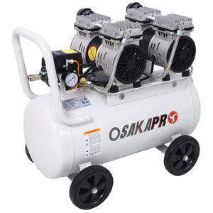 English Elm 2.5 HP Oil-Free Silent Air Compressor 13 Gallon Portable Shop Tool with Auto Drain Light Gray W46564407