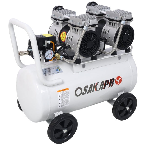 English Elm 2.5 HP Oil-Free Silent Air Compressor 13 Gallon Portable Shop Tool with Auto Drain Light Gray W46564407
