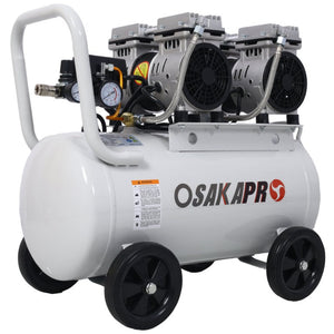 English Elm 2.5 HP Oil-Free Silent Air Compressor 13 Gallon Portable Shop Tool with Auto Drain Light Gray W46564407