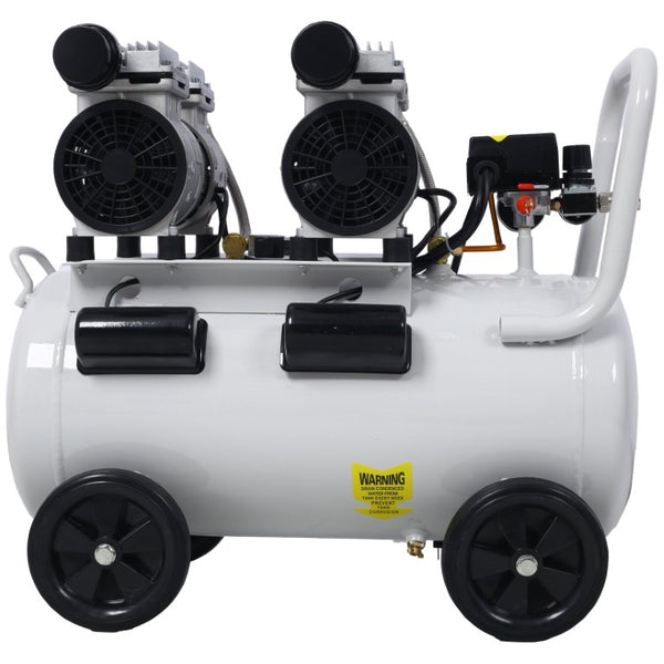 English Elm 2.5 HP Oil-Free Silent Air Compressor 13 Gallon Portable Shop Tool with Auto Drain Light Gray W46564407