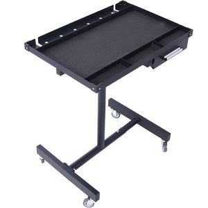 English Elm Adjustable Height Rolling Steel Workbench with Drawer and Swivel Casters for Garage Black W46565405