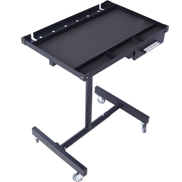 English Elm Adjustable Height Rolling Steel Workbench with Drawer and Swivel Casters for Garage Black W46565405