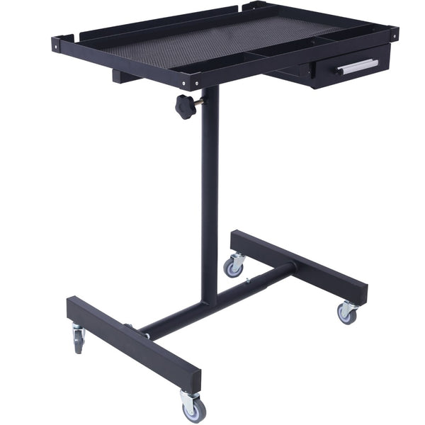 English Elm Adjustable Height Rolling Steel Workbench with Drawer and Swivel Casters for Garage Black W46565405