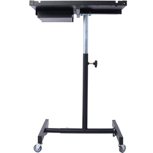 English Elm Adjustable Height Rolling Steel Workbench with Drawer and Swivel Casters for Garage Black W46565405