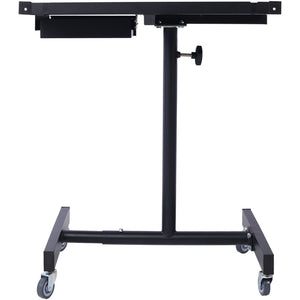 English Elm Adjustable Height Rolling Steel Workbench with Drawer and Swivel Casters for Garage Black W46565405