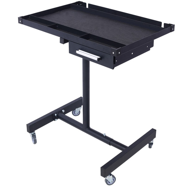 English Elm Adjustable Height Rolling Steel Workbench with Drawer and Swivel Casters for Garage Black W46565405