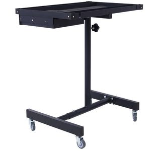 English Elm Adjustable Height Rolling Steel Workbench with Drawer and Swivel Casters for Garage Black W46565405