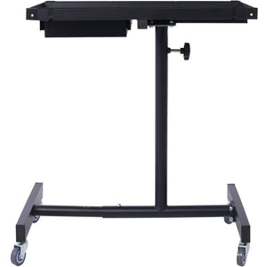 English Elm Adjustable Height Rolling Steel Workbench with Drawer and Swivel Casters for Garage Black W46565405