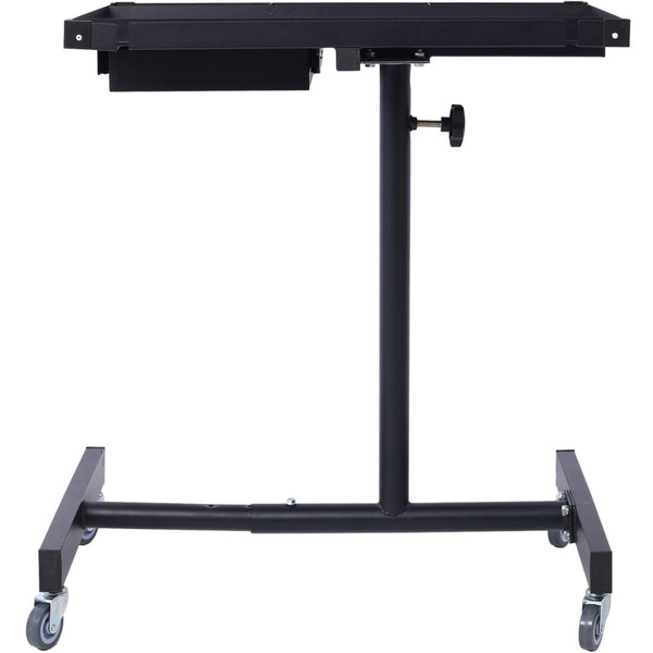 English Elm Adjustable Height Rolling Steel Workbench with Drawer and Swivel Casters for Garage Black W46565405