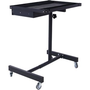 English Elm Adjustable Height Rolling Steel Workbench with Drawer and Swivel Casters for Garage Black W46565405