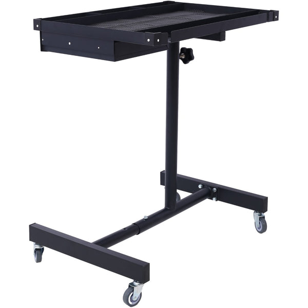 English Elm Adjustable Height Rolling Steel Workbench with Drawer and Swivel Casters for Garage Black W46565405