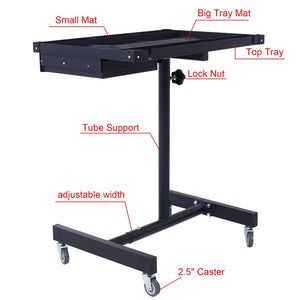 English Elm Adjustable Height Rolling Steel Workbench with Drawer and Swivel Casters for Garage Black W46565405