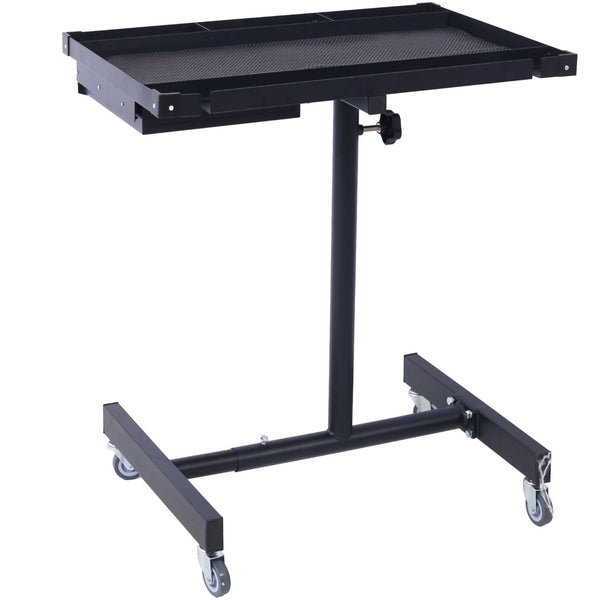 English Elm Adjustable Height Rolling Steel Workbench with Drawer and Swivel Casters for Garage Black W46565405