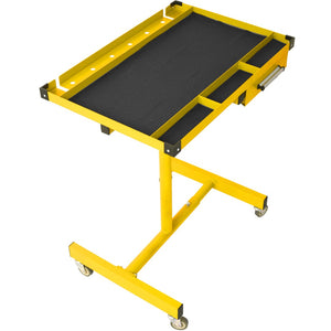 English Elm Adjustable Steel Work Table with Drawer Swivel Casters and Protective Surface Liner W46565406