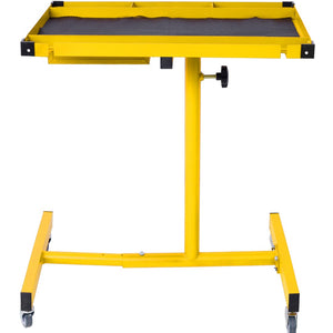 English Elm Adjustable Steel Work Table with Drawer Swivel Casters and Protective Surface Liner W46565406